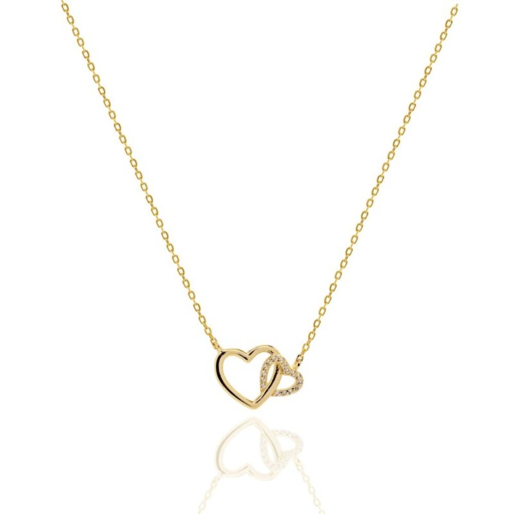 NWT Veronica Interlocking Heart Necklace // 14kt Gold Vermeil + CZ